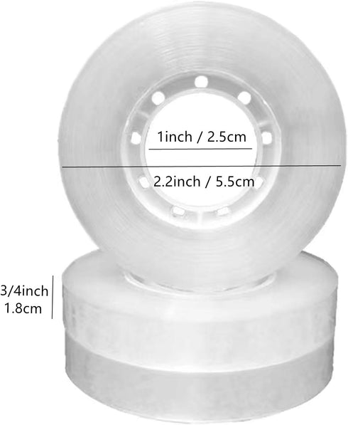 Transparent Tape Refill, Clear Tape Rolls for Dispenser, 12 Rolls, Tear by Hand