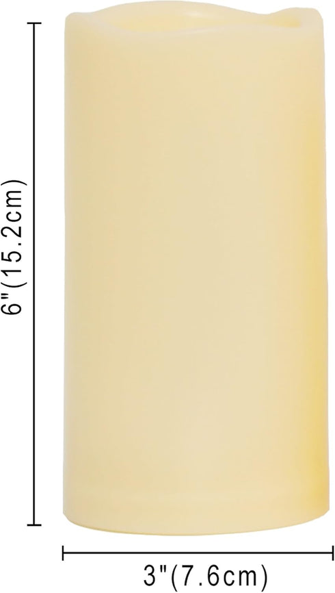 3x6 Inches CANDLE CHOICE Waterproof Outdoor Battery Operated Flameless Pillar Candle with Timer Realistic Flickering