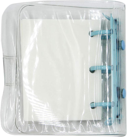 Mini Transparent 3-Ring Binder Covers, Clear Soft PVC Notebook with Snap Button Closure