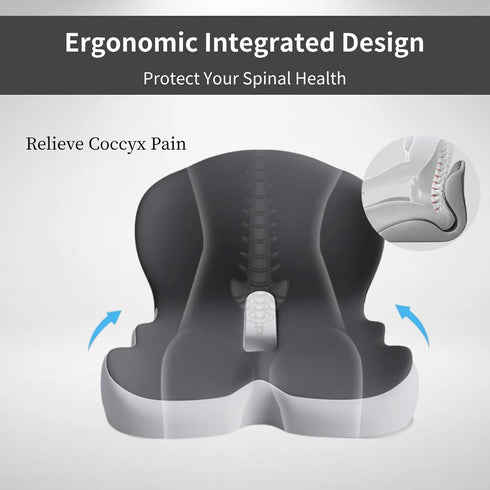 JNHEST Tailbone Orthopedic Cushion, L-Shaped Ergonomic Design Seat Cushion, Non Slip Memory Foam Car Cushion with Back