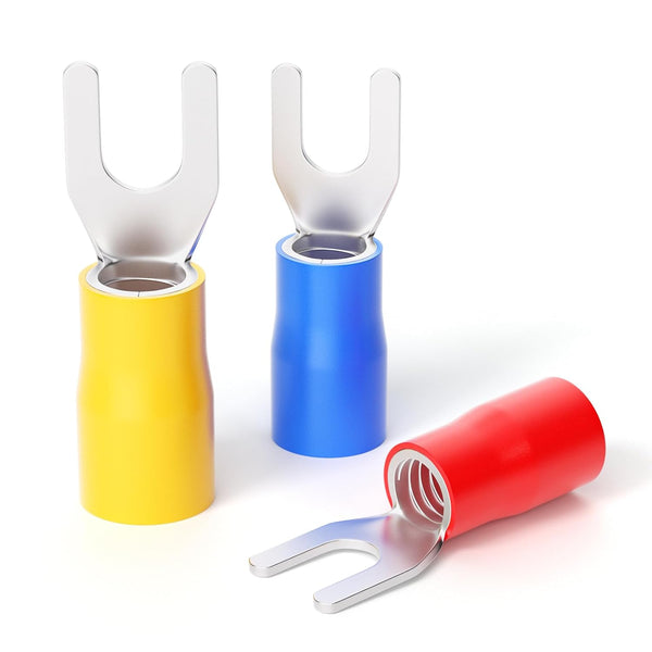 300 Pcs Insulated Fork Spade U-Type Wire Connector, 22-16 16-14 12-10 AWG Electrical Crimp Terminal