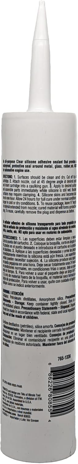 Permatex 80855 Clear RTV Silicone Adhesive Sealant, Waterproof, 11 oz. by Permatex