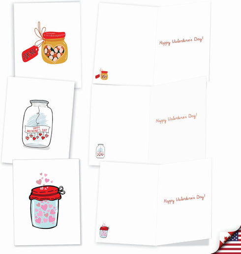 The Best Card Company 20 Assorted Valentine's Day Cards Bulk Boxed Greetings (10 Designs, 2 Each) - Love Jar