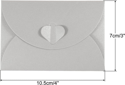 PATIKIL Gift Card Envelopes, 12 Pack Heart Shaped Clasp Small Gift Cards Holder Mini Envelope for Birthdays Weddings, Silver by PATIKIL