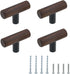 Antrader 4-Pack Walnut Wood Drawer Pulls, Single Hole T Kitchen/Wardrobe/Cabinet Door Pull