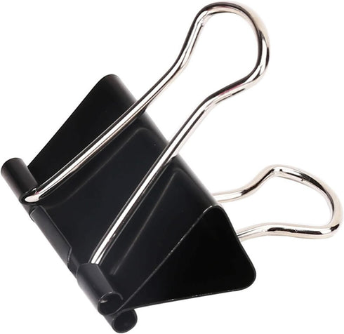 Medium Binder Clips and Paper Clips (24 Pcs) 1.25 Inch,Black Metal Medium Paper Clamps for Office, Home, School by Qimailer