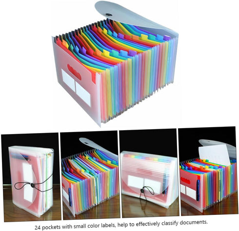 Pockets Expanding File Folder Organizer, Rainbow Multi Letter Size Accordion Document Holder for Home, Office, School