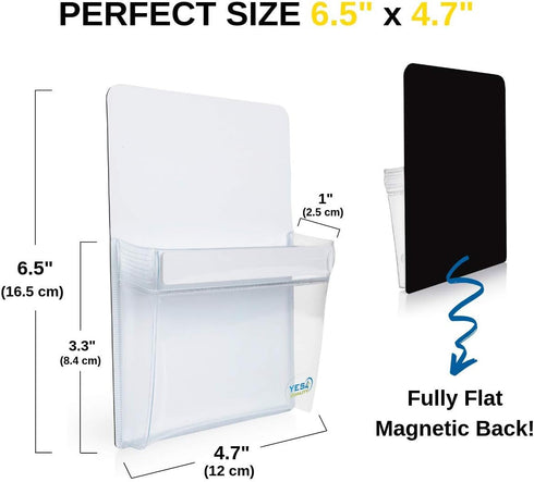 YES4QUALITY Magnetic Pen Holder for Refrigerator, Strong Magnetic Back, 2 Pack, Clear & White Pencil Cup