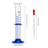Thick Glass Graduated Cylinder Measuring Liquid Lab Cylinders with Anti-Falling Plastic Base and Bumper Guards and Glass Dropper (Glass, 250ML)