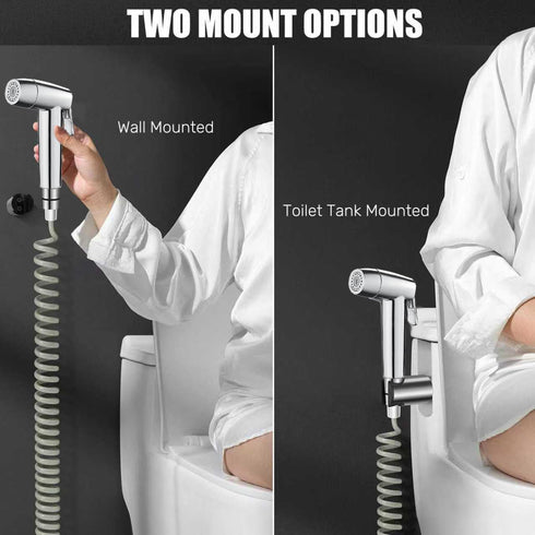 BracketSet, Handheld Bidet Sprayer Toilet Bathroom with Spring Hose Wall Closestool, Squatting Pan, Water Flower, Floor