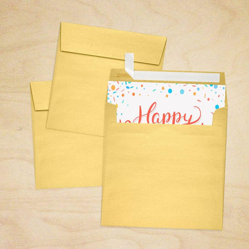 LUXPaper Square Invitation Envelopes | Peel & Press | Gold Metallic | 5 1/2" x 5 1/2" | 50 Qty