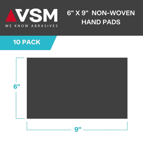 VSM 10-Pack, 6" x 9", Maroon Very Fine Non-Woven Hand Pad, Aluminum Oxide Grains for Finishing and Cleaning