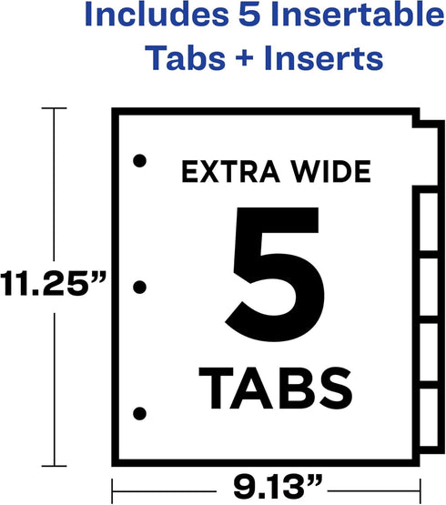 Avery Insertable Dividers with Pockets, 1 Set, 5 Multicolor Tabs (11270)