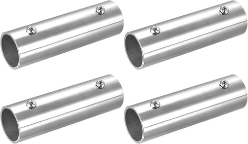 uxcell 4Pcs Straight Pipe Fitting Connector, 304 Stainless Steel 2-Way Hand Rail Tube Connector
