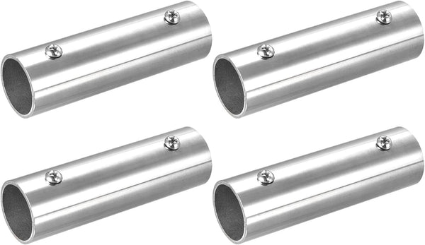 uxcell 4Pcs Straight Pipe Fitting Connector, 304 Stainless Steel 2-Way Hand Rail Tube Connector