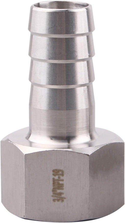 DERNORD 3/4" Barbed Hose x 3/4" NPT Female Home Brew Fitting, 304 Stainless Steel, Pack of 2