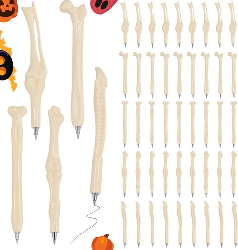 Lnrueg 50 PCS Bone Ballpoint Pens, Skeleton Finger Novelty Nursing Pen, 0.5mm Black Ink for Doctors, Nurses, Halloween