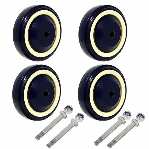 SY America 4" 4 Pack Shopping Cart Wheel Polyurethane Stepped and Full Tread Face