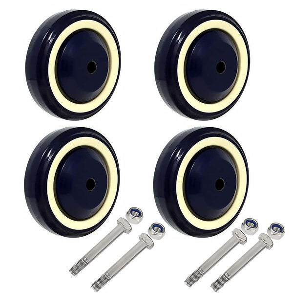 SY America 4" 4 Pack Shopping Cart Wheel Polyurethane Stepped and Full Tread Face