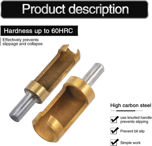 4pcs Wood Plug Hole Titanium Coated Cutter Drill Bits Set - 1/4" 3/8" 1/2" 5/8" Cutting Dowel Power Woodworking