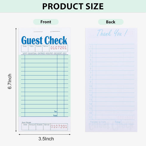 30 Pack Business,1500 Guest Checks for Servers, Server Note Pads Waitress Check Pads with Bottom Receipt, Waitress