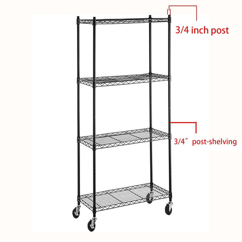 Pusalxl 2 inch,Casters Set 4,Caster 1/4 inch of Wheels Threaded Stem,Wheels for Wire Shelving Racks,Leveling