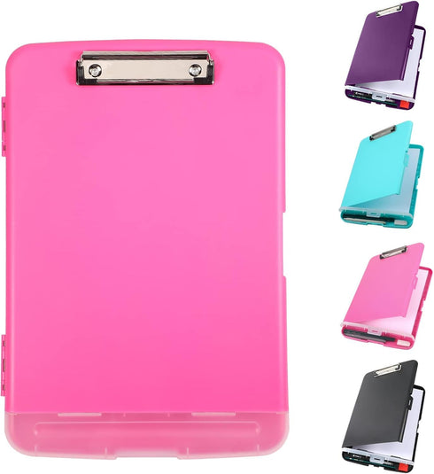Clipboard with Storage, Heavy Duty Plastic Nursing Clipboard with Low Profile Clip and Pen Holder, Multifunctional Case