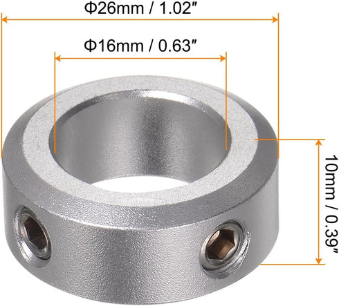 HARFINGTON 4pcs Shaft Collar, 16mm Bore Aluminum Alloy Set Screw Shaft Collars, 26mm OD, 10mm Width for Wheel Barrow