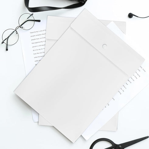 VANRA Vertical File Folders - Poly Filing Envelope Plastic Project Folder with Snap Button Closure for A4 Letter Size