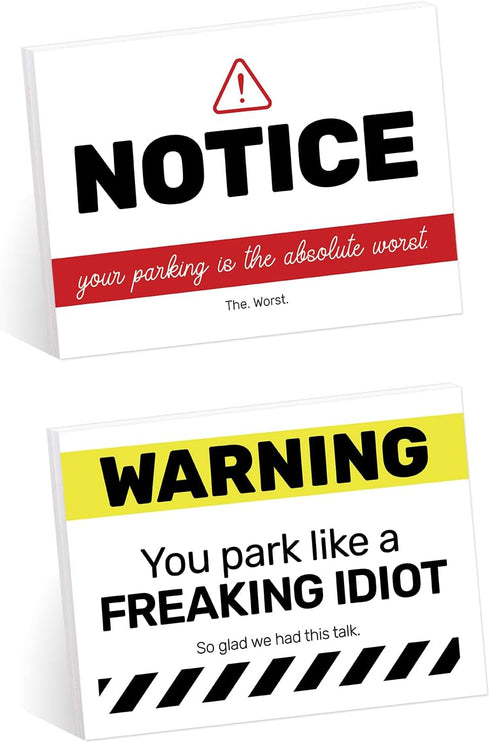 You Park Like an Idiot Sticky Note Pads, 4" x 3", Repositionable Funny Bad Parking Notifications