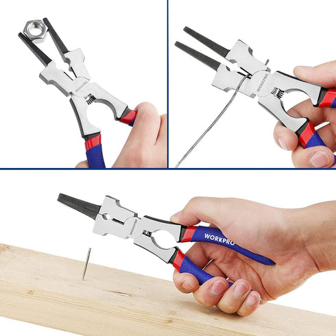 WORKPRO 8" Welding Pliers, Multi-Functional CR-V Steel for Welding, Electrical, Mechanical Use