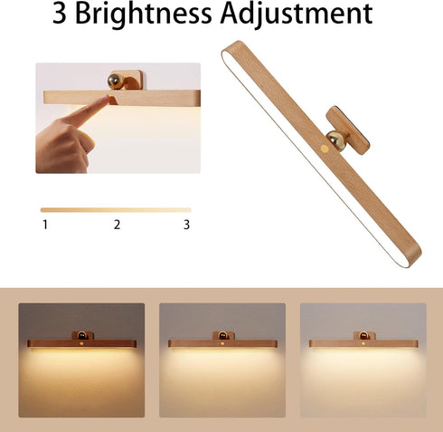 HBGFHG 360 Dimmable 1PCS) Led Rotatable Magnetic Battery Operated Wall Lights USB Rechargeable Led Vanity Night Light
