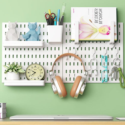 Pegboard Combination Wall Organizer, Wall Mounted Storage Set with 2 Pegboards & 13 Accessories, Kitchen Organizer,