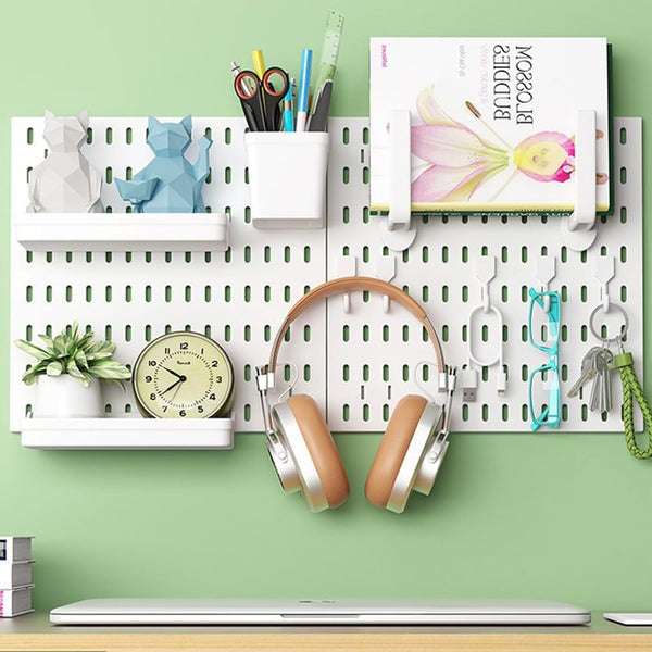 Pegboard Combination Wall Organizer, Wall Mounted Storage Set with 2 Pegboards & 13 Accessories, Kitchen Organizer,