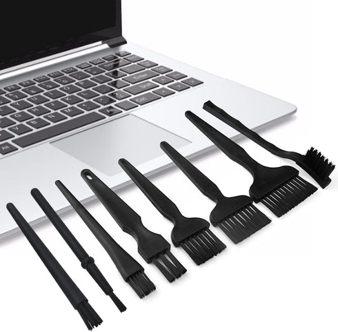 10 in 1 Nylon Anti Static Brushes Keyboard Cleaning Kit for Portable Plastic Handle, Computer, Car, Lab (Black)