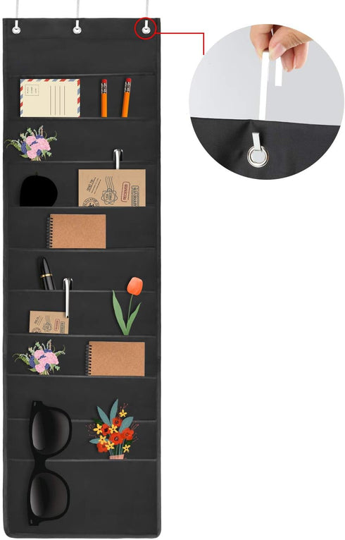 HAOHAN Over Door Hanging Wall File Organizer - 10 Pockets Oxford Cloth Storage Pocket Chart for Office and School