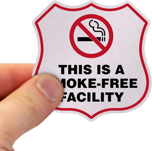 SmartSign This is A Smoke Free Facility Stickers, No Smoking Decals, Pack of 6, Made in USA