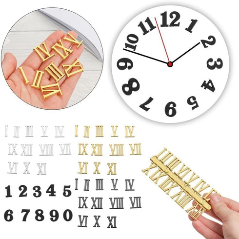 1 Set Black Clock Numerals Kit, Digital Clock Parts with Roman and Arabic Numbers for Home Improvement