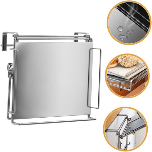 Foldable Stainless Steel Hanging Door Shelf Kitchen Storage Rack Organizer Non-punching Wall-friendly Space-saving