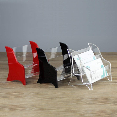 Enyuwlcm Acrylic 2 Tier Business Card Holder Display - Elegant Stand for Office Counter Black/Clear