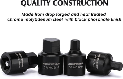 3/8-Inch Set, 16-Piece, 1/4 Inch 3/4 Inch, 6mm 19mm, MIXPOWER Drive Low Profile Impact Hex Driver SAE/Metric, Hex,