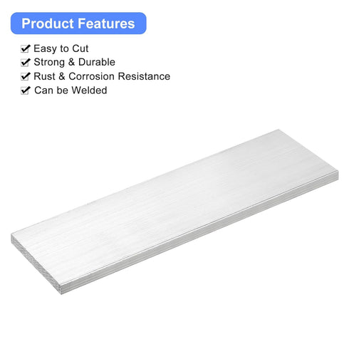 uxcell Square Aluminum Flat Bar, 3/8" Thick 3" Width 10" Length, 6061 Aluminum Flat Plate for Industrial Building