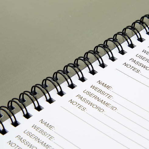 Juvale 2-Pack Spiral Password Keeper Book, Password Notebook with Alphabetical Tabs, Gray/Black (80 Lined Pages)