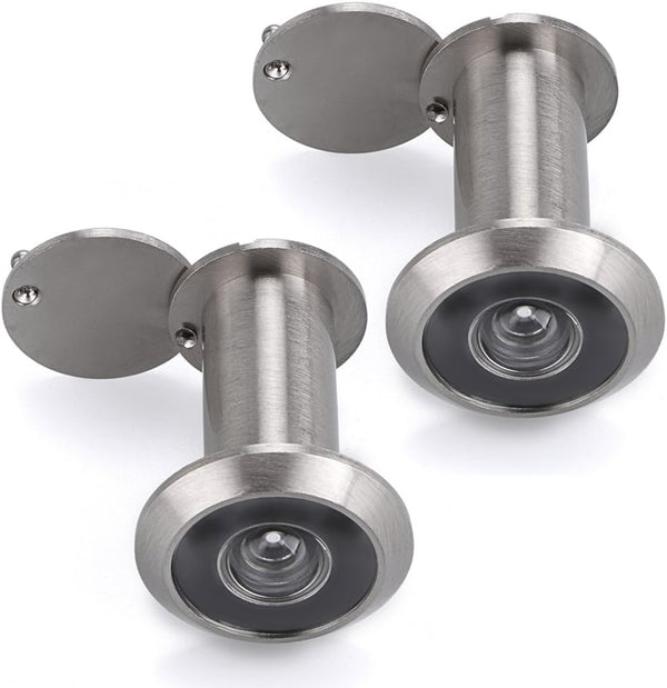 Sumnacon Safety Door Viewer, Solid Brass 220-degree Door Viewer/Peephole with Heavy Duty Privacy Cover (2 Pcs Silver)