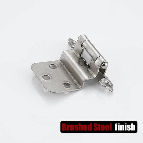 JQK 3/8 Inch Inset Cabinet Door Hinges Satin Nickel, 4 Pack Flush Face Mount Self-Closing Kitchen Cabinet Hardware with