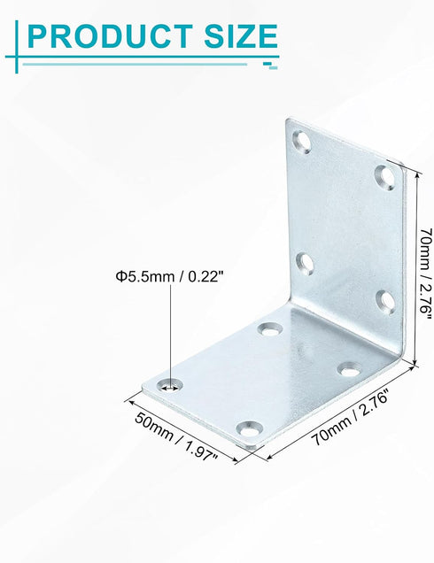 4 Set 2.76"x1.97"x2.76" uxcell L Corner Bracket Corner Brace Metal Joint Right Angle Brackets Fastener with Screws