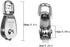 2PCS 304 Stainless Steel Single Pulley Block M15, Wire Rope Crane Pulley Block with 2PCS Spring Snap Hook.