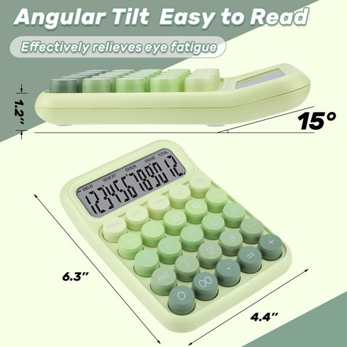 Mechanical Switch Calculator with Big Buttons, 12 Digits, Large LCD Display, Cute Pink Desktop Calculator for Office,