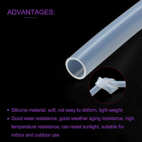 DMiotech 10mm ID 14mm OD 5 Feet Translucent Silicone Tube for Water Air Pump, Industrial Silicone Tubing