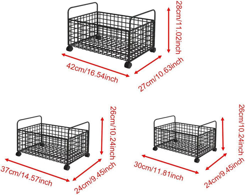 Milageto Rolling Book Cart Utility Cart Under Desk Dormitory Storage Box with Wheels Movable Storage Bin Book Bin